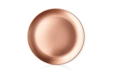 Copper plate top view on transparent background