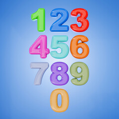 Multicolored plastic numbers
