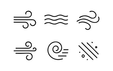 Naklejka na ściany i meble Minimalist wind and air icons set in linear style for weather applications Naklejka na ściany i meble Minimalist wind and air icons set in linear style for weather applications