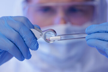 Medical production, Scientist testing pill capsules for control medicine quality in pharmaceutical...
