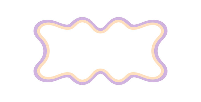 Groovy wavy rectangle frame outline doodle in retro style. Graphic border as y2k element, playful line art and stylish background with curvy shape for trendy contemporary creative use.