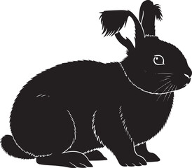 Rabbit silhouette 048 black silhouette of a bunny animal isolated digital art wildlife design graphic easter spring symbol