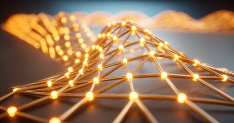 Abstract Network Grid with Glowing Nodes.