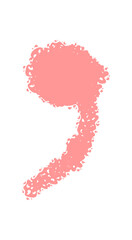 Pink crayon punctuation symbol as hand drawn font element. Pastel sketch quotation with graphic and quote accent. Illustration style uses rough artistic detail and modern text.
