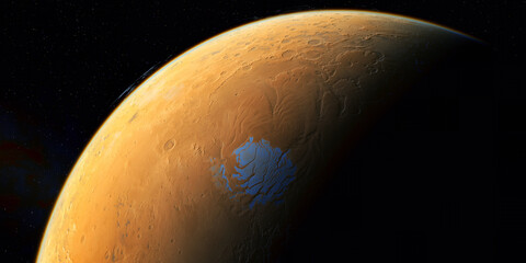 Mars Planet South Pole - Mars's south pole is known as Planum Australe and features a massive ice cap made of both water ice and frozen carbon dioxide (dry ice).