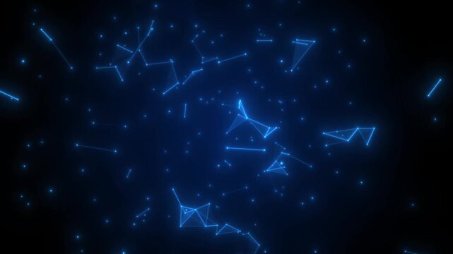 Blue plexus network animation background, digital futuristic technology dots and lines connection, 4k seamless loop