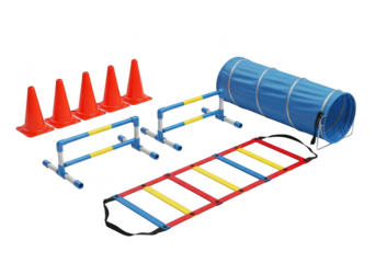 Dog agility training equipment set for energetic pets and active owners