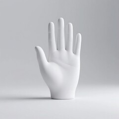 A white mannequin hand displayed against a neutral background, suitable for showcasing or design purposes.