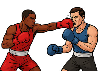 Boxer Throwing a Straight Punch to the Head on a Transparent Background