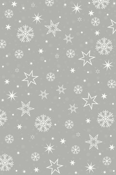 Seamless pattern silver snowflakes vector background, elegant christmas repeat texture.