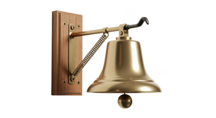 Classic brass call bell mounted on wood, perfect for vintage or nautical themes