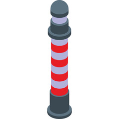 Isometric Barber Pole With Red White And Blue Stripes And Transparent Background