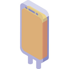 Isometric 3D Render of a Digital Device with Orange Screen and Transparent Background Ideal for Tech Mockups and UI Design Presentations