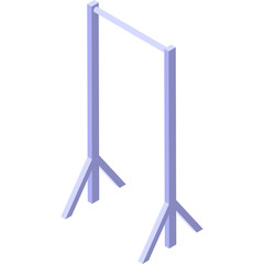 Isometric 3D Render of a Light Blue Gymnastic Bar with Tripod Legs on a Transparent Background