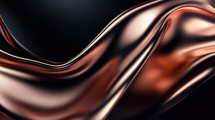 Obraz premium Luxurious rose gold metallic fabric creating elegant flowing waves and curves