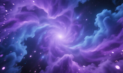 Fototapeta premium Majestic Purple and Blue Cosmic Nebula Forming a Vibrant Galactic Swirl in Deep Space