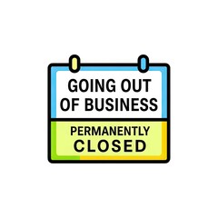 Closed Business Announcement With Text On White Backgrounds and Pixelated Art Style