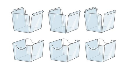 Transparent Cuboid Shapes Arranged on White Background Demonstrating Geometric Design Concept