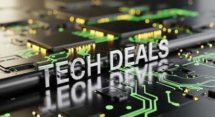 Tech Deals concept. Sale promotion for electronics, gadgets, and computer hardware. Perfect for technology blogs, e-commerce, and advertisements campaigns. Modern, clean design.