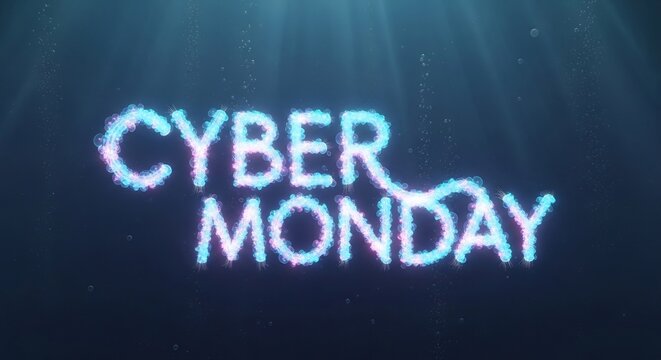 Cyber Monday promotion design.  Perfect for online retail, ecommerce, and digital marketing campaigns. Attract customers with engaging visuals for sales events.