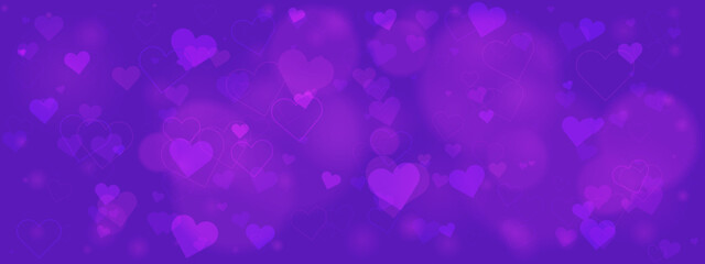 Purple Heart Background with Soft Bokeh Effects for Romantic Decor and Design