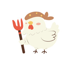 Cartoon Chicken Character Dressed As Devil, hen illustration, hen character