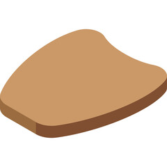 Isolated Flat Brown Abstract Shape with Soft Shadows on Transparent Background