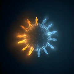 Unity Circle Diverse People Connected in Glowing Energy, Illustrating Global Collaboration