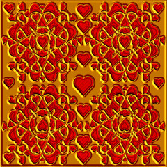 3D Red Heart Mandala Pattern with Luxury Gold Background perfect for Valentine&rsquo;s Day themes, wallpapers, gift wrapping, wedding invitations, or luxury digital art projects.