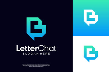 Modern minimal letter B talk logo design. Abstract bubble chat logo with initial B symbol logo.