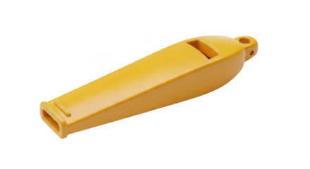 Bright yellow whistle for sports, safety and emergency signaling equipment use