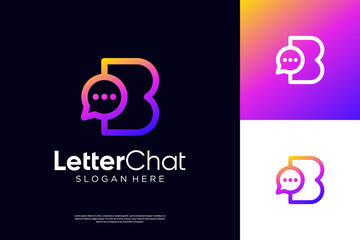 Modern minimal letter B talk logo design. Abstract bubble chat logo with initial B symbol logo. © suneo_99