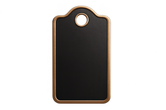 Blank black tag with gold frame and hole - Powered by Adobe