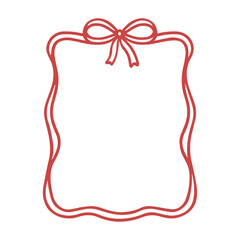 Whimsical wedding boarder doodle. Coquette frame with bow and ribbon in sketch style. Hand drawn vintage vector illustration for Valentine&rsquo;s Day