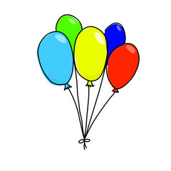 Flat vector illustration of colorful balloons floating in the air, simple and cheerful design perfect for celebration, party, and festive graphics