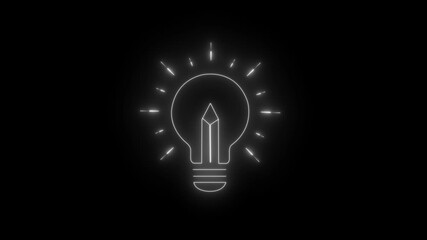 glowing neon light bulb and pencil inside. Business and innovation for idea or creativity concept,on a black background with 4k video animation. - Powered by Adobe