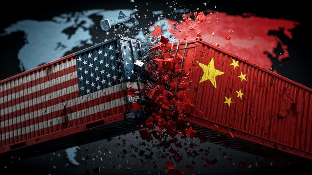 US-China Trade War Economic Conflict Illustration