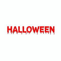 Bleeding red Halloween text logo red on isolated white background