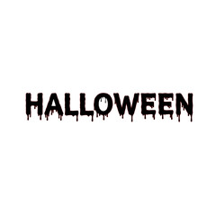 Bleeding black Halloween text logo red on isolated transparent background