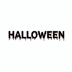 Bleeding black Halloween text logo red on isolated white background