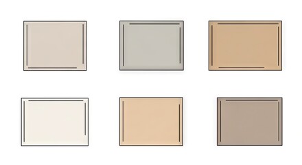 Abstract Rectangular Compositions on White Background with Black Outlines and Varying Neutral Tones