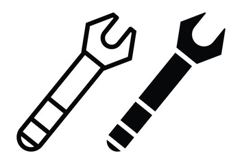 Two Graphic Wrench Icons for Tools and Mechanic Service Concepts