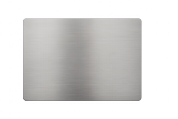 Brushed metal plate with rounded corners on transparent background