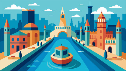 An iconic city landmark a bustling canal that has been a part of the citys history for centuries with boats serving as a reminder of its enduring presence.