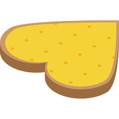 Heart Shaped Toast with Yellow Butter and Brown Crust Against Transparent Background