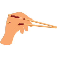 Human Hand Holding Wooden Chopsticks In A Prepared Position For Eating Asian Food In A Studio Setting With A Transparent Background