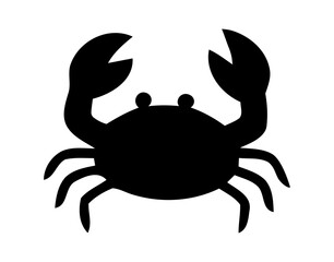 Silhouette of a Crab with Large Claws Isolated on White Background