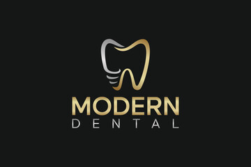 Modern dental minimalist logo design vector