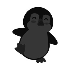 Penguin with cute pose. Vector cartoon character illustration
