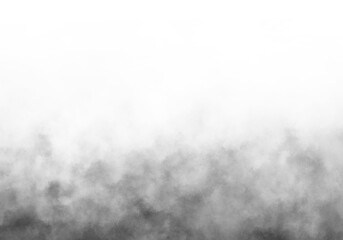 Dark black rising smoke or fog effect isolated on transparent background. PNG image